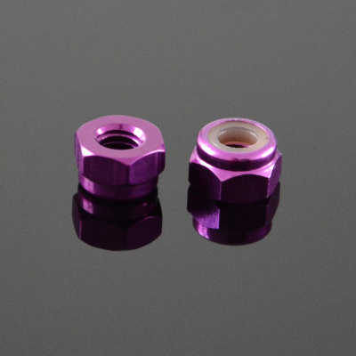 10Pcs M2 Self-locking Nylon Nut Aluminum Alloy Purple