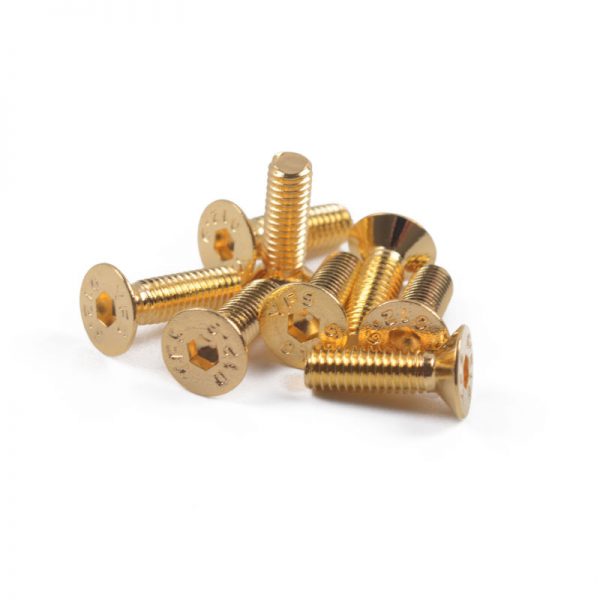 10Pcs M3 Countersunk Head Hex Socket Screws Steel Alloy Titanium Plating Gold 12.9 Grade 4