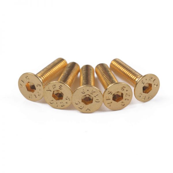 10Pcs M3 Countersunk Head Hex Socket Screws Steel Alloy Titanium Plating Gold 12.9 Grade 5